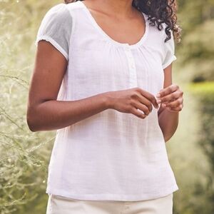 April Cornell White Peasant Blouse, EUC